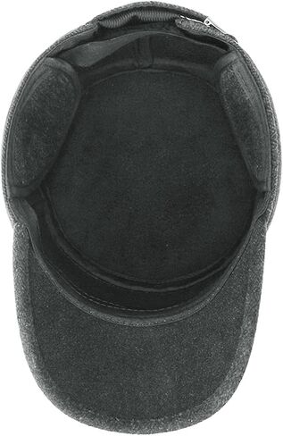 Mens Winter Flat Cap Woolen Cloth Warm Casual Elegant Adjustable Baseball Cap with Ear Flaps for Middle-Aged and Elderly in Saudi Arabia