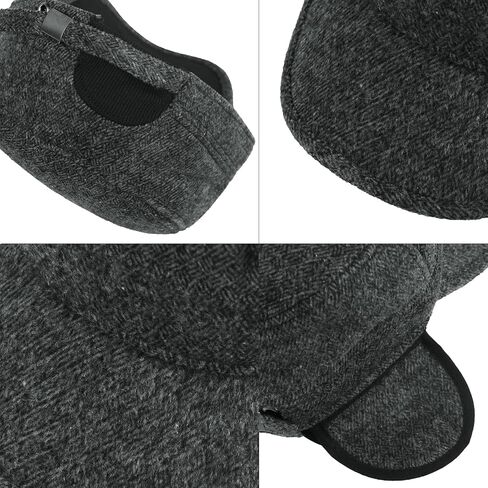 Mens Winter Flat Cap Woolen Cloth Warm Casual Elegant Adjustable Baseball Cap with Ear Flaps for Middle-Aged and Elderly in Saudi Arabia