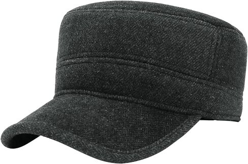 Mens Winter Flat Cap Woolen Cloth Warm Casual Elegant Adjustable Baseball Cap with Ear Flaps for Middle-Aged and Elderly in Saudi Arabia