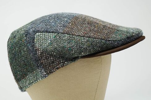 Borges & Scott The Sloan Patchwork - Irish Tweed and Nubuck Leather Flat Cap in Saudi Arabia