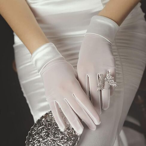 Bridal Gloves Satin Pearl Gloves Floral Gloves Short Gloves for Wedding Opera 1920s Party in Saudi Arabia