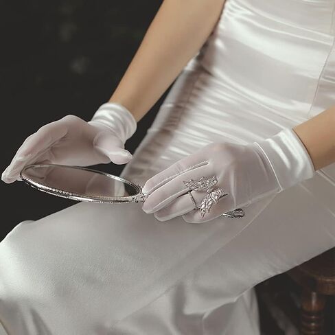 Bridal Gloves Satin Pearl Gloves Floral Gloves Short Gloves for Wedding Opera 1920s Party in Saudi Arabia