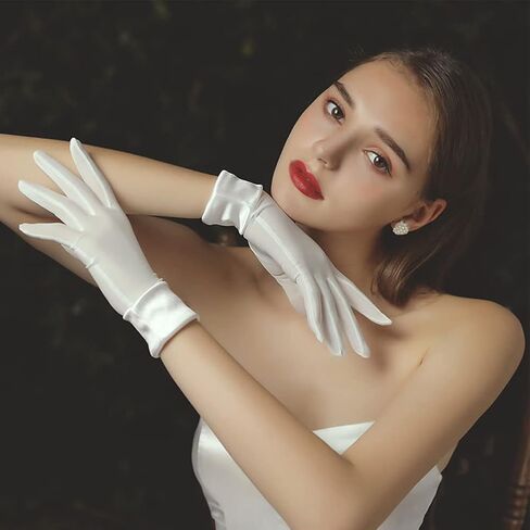 Bridal Gloves Satin Pearl Gloves Floral Gloves Short Gloves for Wedding Opera 1920s Party in Saudi Arabia