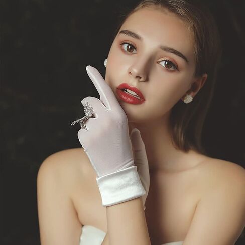 Bridal Gloves Satin Pearl Gloves Floral Gloves Short Gloves for Wedding Opera 1920s Party in Saudi Arabia