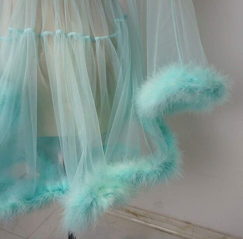 Marabou Robe Sexy Feather Bridal Robe Tulle Illusion Long Wedding Scarf New Custom Made … in Saudi Arabia