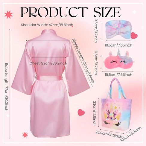 Spa Party Supplies for Teen Satin Robe Hairbands Robe Bathrobe Silk Satin Pink Kimono Slumber Robe with Canvas Bags Blindfolds Slumber Party Favors for Spa Birthday Sleepover Party Sleepwear 6 Sets in Saudi Arabia