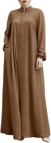 OLEMEK Women’s Abaya Long Sleeve Muslim Dress Ramadan Prayer Dress Kaftan Dubai Islamic Dress in Saudi Arabia