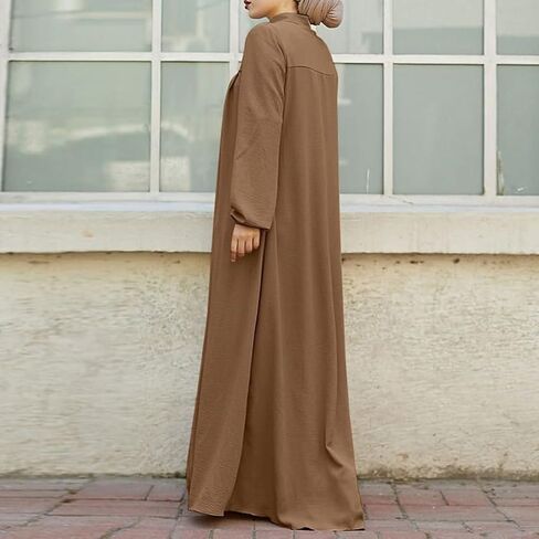 OLEMEK Women’s Abaya Long Sleeve Muslim Dress Ramadan Prayer Dress Kaftan Dubai Islamic Dress in Saudi Arabia