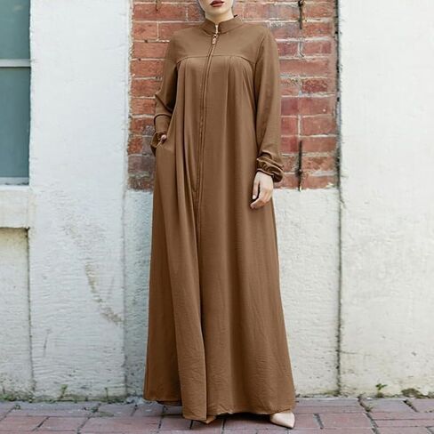 OLEMEK Women’s Abaya Long Sleeve Muslim Dress Ramadan Prayer Dress Kaftan Dubai Islamic Dress in Saudi Arabia