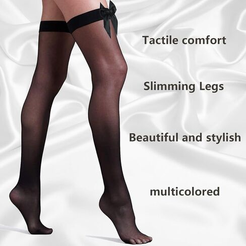 5PCS Women's Bow Lace Thigh High Stockings Over The Knee Socks for Women Girls Daily Dress in Saudi Arabia