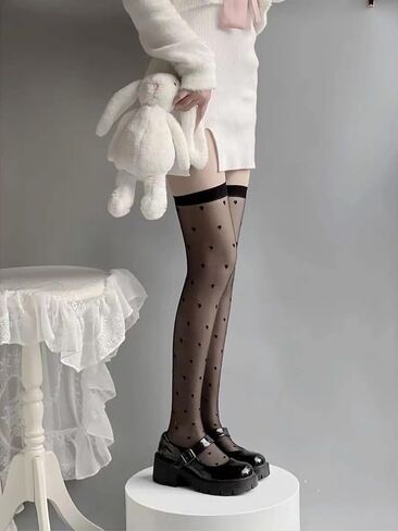 Verdusa Women's 1 Pairs Sheer Mesh Fishnet Thigh High Stockings Pantyhose in Saudi Arabia