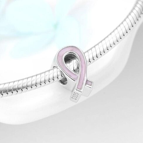 Awareness Ribbon Cancer 925 Sterling Silver Charm Bead For Pandora & Similar Charm Bracelets or Necklaces in Saudi Arabia