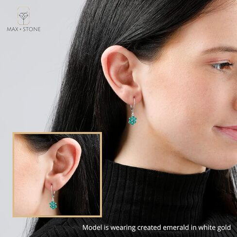 14k White or Yellow Gold Gemstone Flower Dangle Earrings for Women with Leverback and Birthstones by MAX + STONE in Saudi Arabia