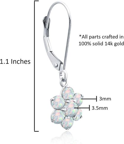 14k White or Yellow Gold Gemstone Flower Dangle Earrings for Women with Leverback and Birthstones by MAX + STONE in Saudi Arabia