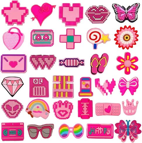WIKKGIY 32Pcs Pink Aesthetic Shoe Charms for Girls Women Crocs Clogs Sandals in Kuwait