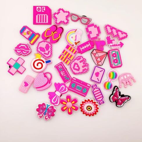 WIKKGIY 32Pcs Pink Aesthetic Shoe Charms for Girls Women Crocs Clogs Sandals in Kuwait