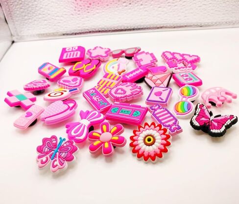 WIKKGIY 32Pcs Pink Aesthetic Shoe Charms for Girls Women Crocs Clogs Sandals in Kuwait