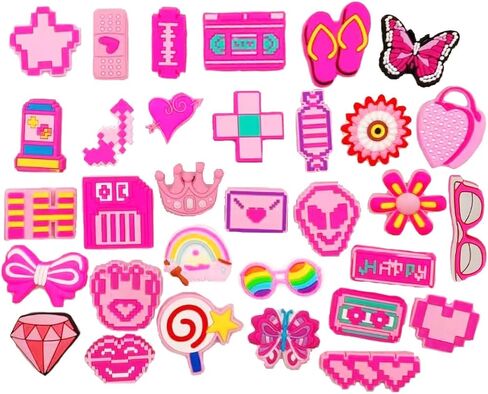WIKKGIY 32Pcs Pink Aesthetic Shoe Charms for Girls Women Crocs Clogs Sandals in Kuwait