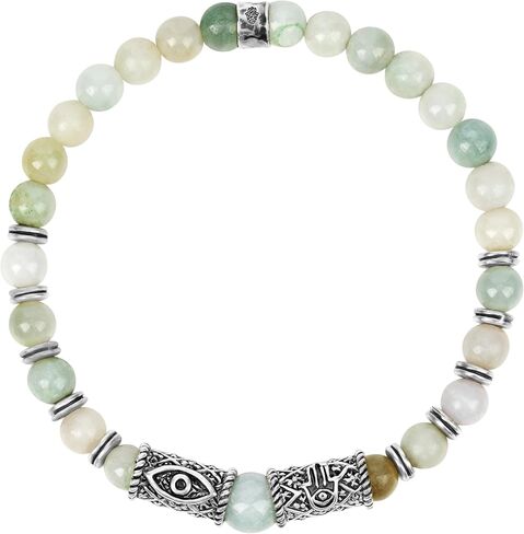 الكارما والحظ - النمو والحيوية - سوار مطرز من الفضة الإسترلينية عيار 925 من حجر اليشم يصرف السلبية مع سحر العين الشريرة in Kuwait