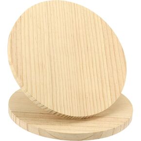 SINJEUN 4 Pack 12 Inches Round Wood Plaque, 3/4 Inch Thick Blank Wooden Hanging Sign, Unfinished Wood Boards with Hanging Hole for DIY Crafts