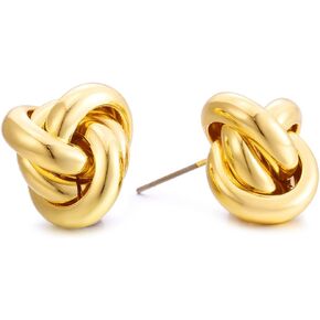 Gold Knot Stud Earrings for Women Statement Button Stud Earrings Minimalist Small Earrings