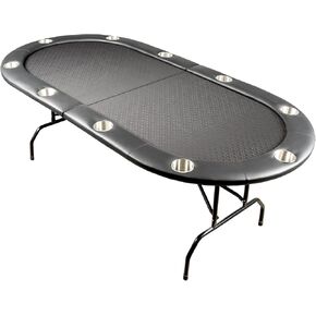 Brybelly 10-Person Foldable Poker Table with Suited Speed Cloth and Jumbo Stainless Steel Cupholders (Black, 84 Inch)