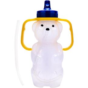 TalkTools Honey Bear Straw Cup - Special Needs Assistive Sippy Cup Inspire Straw Drinking, Spill Proof & Leak Resistant Lid, Food Grade Baby Bottle To Help Teach Lip Rounding, Tongue Retraction - 7 Oz