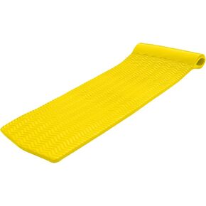 TRC Recreation Serenity 1.5" Thick Vinyl Coated Foam Pool Lounger Swim Float Mat with Roll Pillow for Head and Neck Support, Bronze