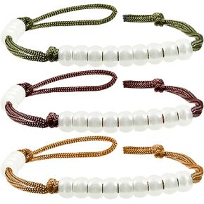 3 Pieces Pace Beads Cord Beads Pace Counter for Camping Hiking Outdoor Accessories, 3 Colors, 9 Inches in Length (Green Glow in The Dark)