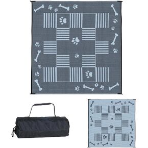 Stylish Camping DA1 Black/White 9' x 9' Dog Paw Bone Mat
