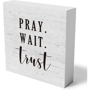 Inspirational Gifts Farmhouse Wood Block Wooden Box Sign for Home Office Kitchen Bedroom Living Room Garage Classroom Holiday Shelf Table Desk Decorations Housewarming Gift