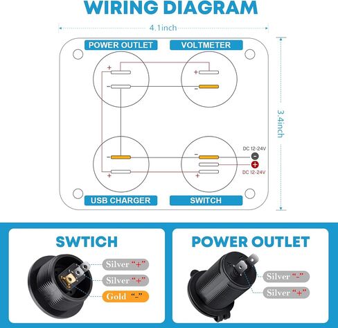 Upgraded Kohree 12V USB Outlet with Individual Switch, 4 in 1 USB C Marine Socket Panel Waterproof Rocker Toggle Switches with QC3.0 USB & Type C PD Port, Cigarette Lighter Socket for RV Marine Boat in Saudi Arabia