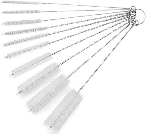 10PCS Straw Cleaner Brushes, 8 Inch Tube Cleaning Brush and Nylon Pipe Brush Set, Small Bottle Cleaning Brushes for Narrow Neck Sippy Cups Straws Teapot Nozzle(Black) in Kuwait