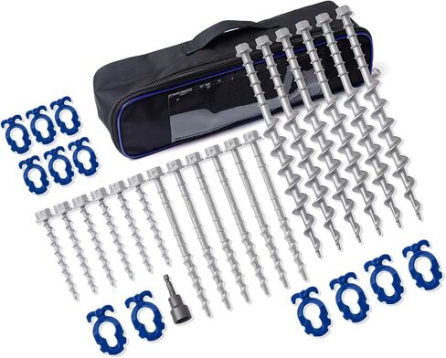 Homeon Wheels Aluminum Ground Anchor Kit, 12-Pack Heavy-Duty Screw Stakes | Secure Spiral Design for Firm Ground Grip in Kuwait