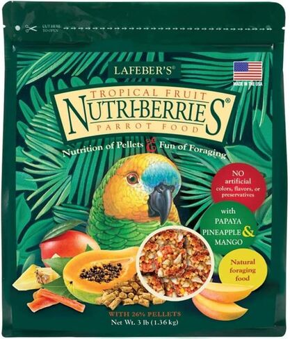 LAFEBER'S Tropical Fruit Nutri-Berries Pet Bird Food, Made with Non-GMO and Human-Grade Ingredients, for Macaws and Cockatoos, 3 lb in Kuwait