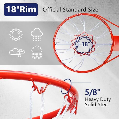 MIUDGIG 18" Basketball Rim Replacement, Heavy Duty Breakaway Rim and Net, Universal Professional Solid Steel Backboard Rims Fits In-Ground and Wall-Mounted Basketball Hoops, Indoor/Outdoor in Kuwait