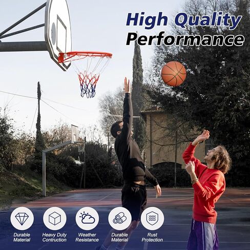 MIUDGIG 18" Basketball Rim Replacement, Heavy Duty Breakaway Rim and Net, Universal Professional Solid Steel Backboard Rims Fits In-Ground and Wall-Mounted Basketball Hoops, Indoor/Outdoor in Kuwait