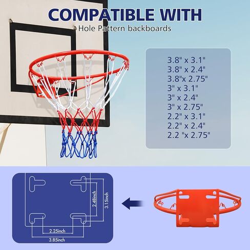 MIUDGIG 18" Basketball Rim Replacement, Heavy Duty Breakaway Rim and Net, Universal Professional Solid Steel Backboard Rims Fits In-Ground and Wall-Mounted Basketball Hoops, Indoor/Outdoor in Kuwait