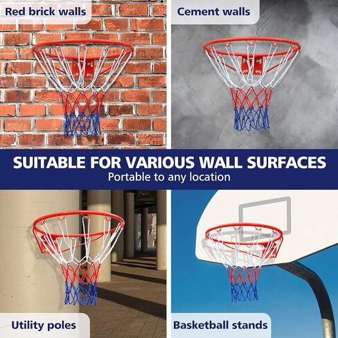 MIUDGIG 18" Basketball Rim Replacement, Heavy Duty Breakaway Rim and Net, Universal Professional Solid Steel Backboard Rims Fits In-Ground and Wall-Mounted Basketball Hoops, Indoor/Outdoor in Kuwait