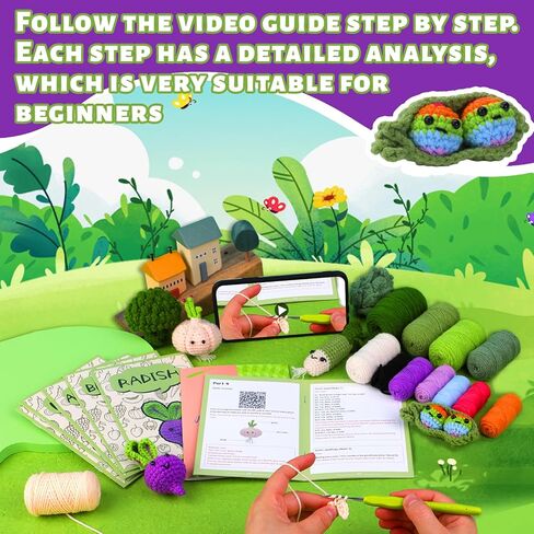 FTEVEN Crochet Kit for Beginners, Christmas Dog Crochet Starter Kit for Beginners Adults with Step-by-Step Video Tutorials, Crochet Yarns and Knitting Accessories for DIY Craft Handmade in Kuwait