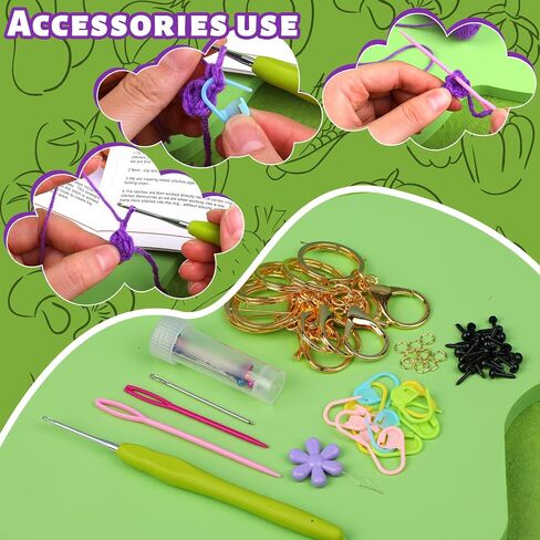 FTEVEN Crochet Kit for Beginners, Christmas Dog Crochet Starter Kit for Beginners Adults with Step-by-Step Video Tutorials, Crochet Yarns and Knitting Accessories for DIY Craft Handmade in Kuwait
