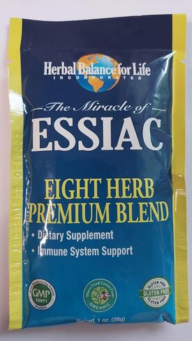 Essiac Tea in 32-1 Oz. Packets Makes, 32-1 Quart Bottles (8 Gal.) Essiac Tea, 256 Day Supply, Eight Herb Upgraded Formula, Certified Organic Essiac, Certified by WFCFO in Saudi Arabia