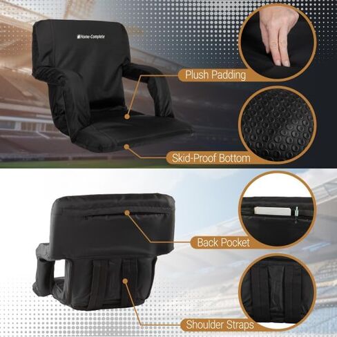 مجموعة وسائد هوم كاملة مكونة من مقعدين للملعب مع دعم مبطن للظهر، ومساند للذراعين، و6 أوضاع للاستلقاء، وأشرطة حمل محمولة، عبوتان، باللون الأسود in Kuwait