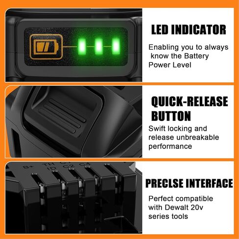 FEOTDN 2 حزمة DCB206 20V 6000mAh بطارية ليثيوم بديلة لبطارية Dewalt 20V متوافقة مع بطارية DeWalt 20 فولت DCD/DCF/DCG/DCS سلسلة أدوات كهربائية لاسلكية in Kuwait