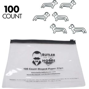 Butler in the Home Dog Dachshund Shaped Paper Clips Great for Paper Clip Collectors or Dog and Pet Lovers (Pink - 100 Count)