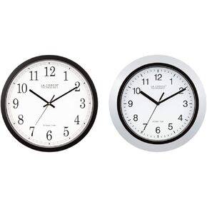 La Crosse Technology WT-3143A-INT 14-Inch Atomic Wall Clock, Black & Atomic Analog Wall Clock, 10", Silver