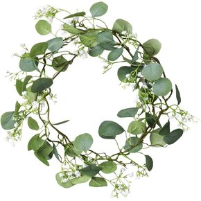 2 Pack Artificial Eucalyptus Garland with Baby Breath Flowers 5.57Ft Faux Gypsophila Vine Hanging for Wedding Arch Garden Porch