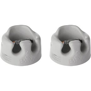 Bumbo Baby Infant Soft Foam Comfortable Floor Booster Seat Supportive Chair with 3 Point Adjustable Safety Buckle Strap Harness, Gray (2 Pack)