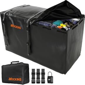 Mockins XXL 40CuFt Hitch Cargo Carrier Bag |70"x33"x30" Large Soft Shell Bag Waterproof Cargo Bag for Hitch Carrier Rack | Heavy Duty Vinyl Trailer Hitch Cargo Storage w/Straps, Lock, & Carry Bag
