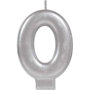 Amscan Numeral Metallic Candle #8, 3 1/4", Silver